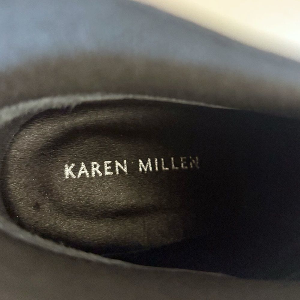Karen Millen Leather Ankle Boots 39 Black Stiletto Heel Minimalist Chic Office - Picture 7 of 7